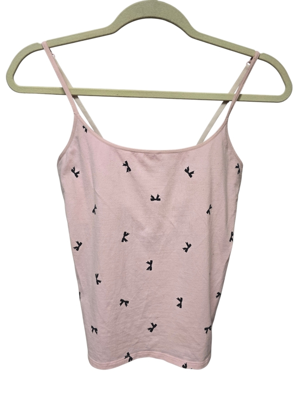 Victoria's Secret Light Pink Pretty Perfect Cami with Black Bows Sz. M